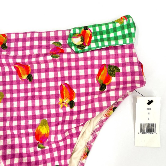 FARM RIO Swimsuit Womens XL Pink Green Mix Picnic Bikini Bottom High Rise NWT - Picture 6 of 10